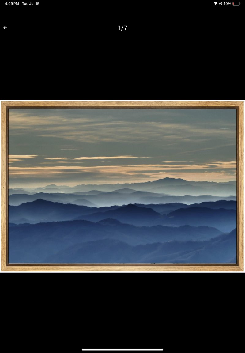 SIGNWIN Framed Canvas Wall Art Soft Blue Cloudscape in Mountain and Valley Landscape Wilderness Photography Modern Art Contemporary Scenic Dramatic for Living Room, Bedroom, Office - 24"x36" Natural