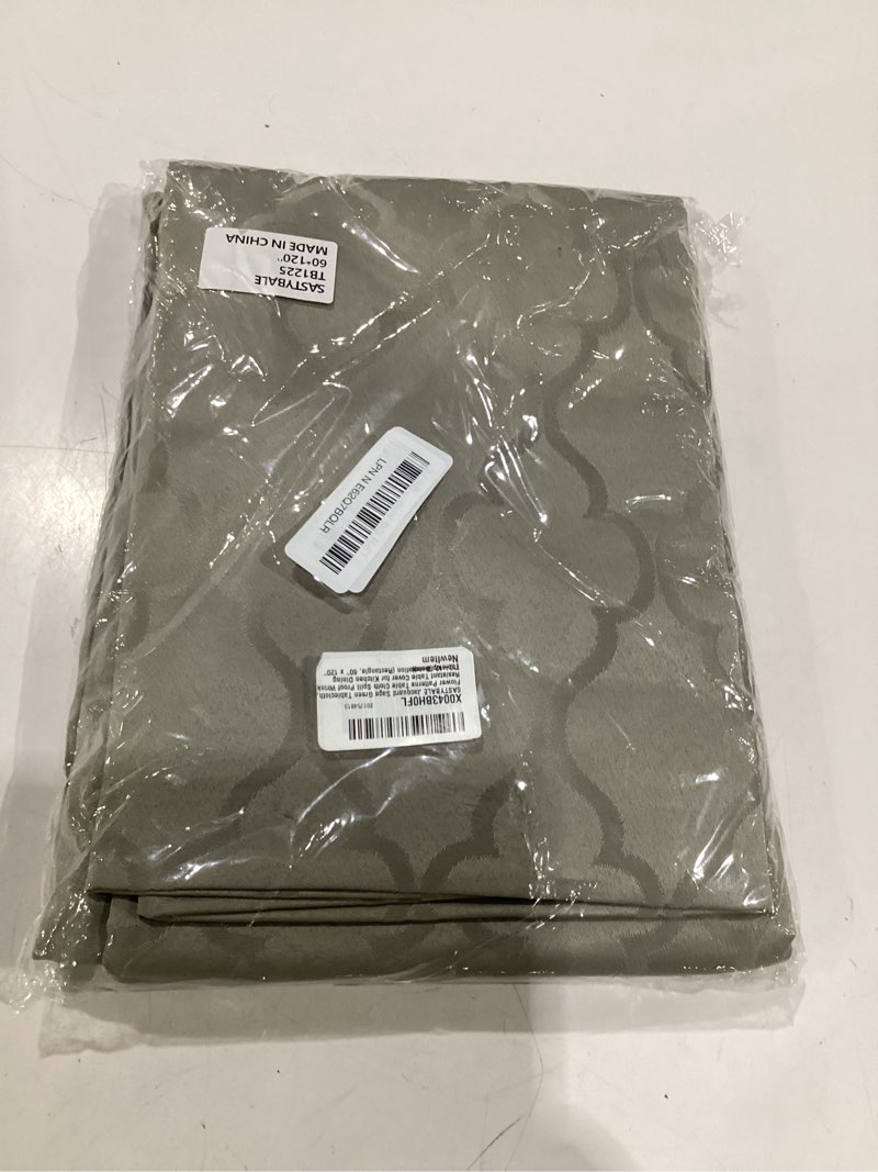 Condition photo showing New/Like New for sastybale jacquard sage green tablecloth, flower patterns table cloth spill proof wrinkle resistant table cover for kitchen dining tabletop decoration (rectangle, 60" x 120" (10-12 seats)) sage green 120" x 60" (rectangular)