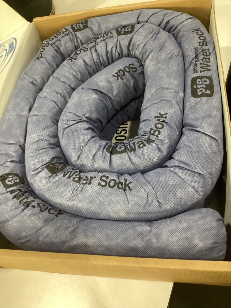 Condition photo showing Good Condition for pig blue absorbent sock heavy sock forms barrier & prevents spills from spreading 8-gal absorbency 5\" x 10' 2 socks pig217, similar to stock photo