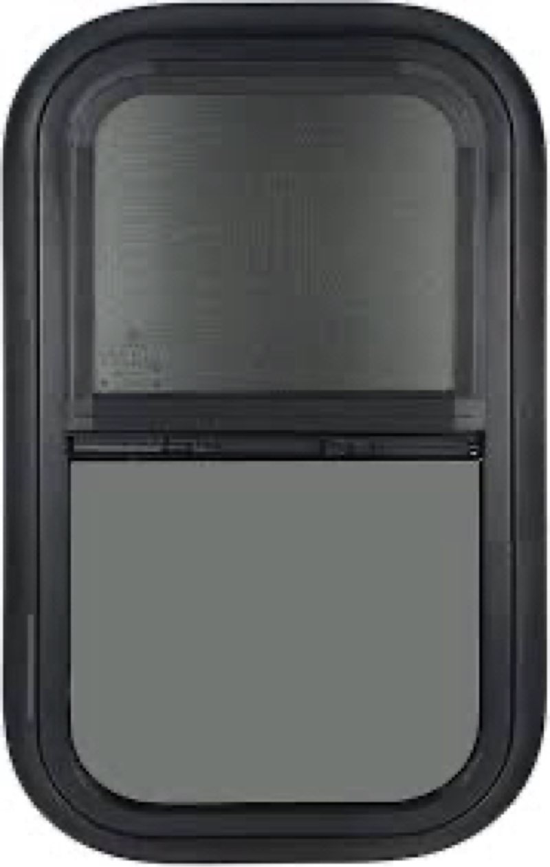 VEVOR Vertical RV Window, 12" W x 22" H Tinted Sliding RV Window with Net Screen & Trim Ring, Fit 15