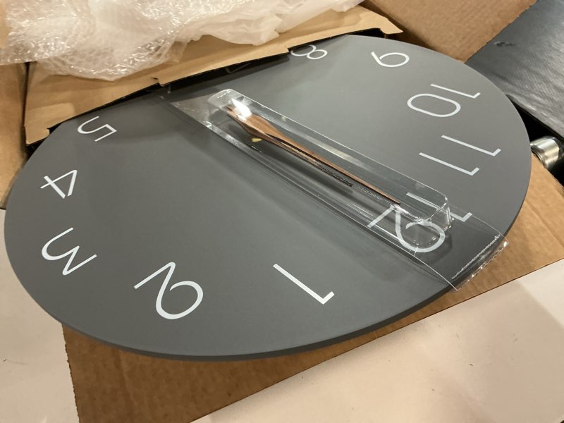 Condition photo showing Good Condition for Mosewa Large Wall Clock 16 Inch Gray Modern Silent Non Ticking Battery Operated Decorative for Bedroom Bathroom Living Room Kitchen Home Office Hotel 16 Inch C_gray