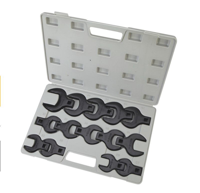 Klutch Jumbo Metric Crowfoot Wrench Set, 14-Pc.