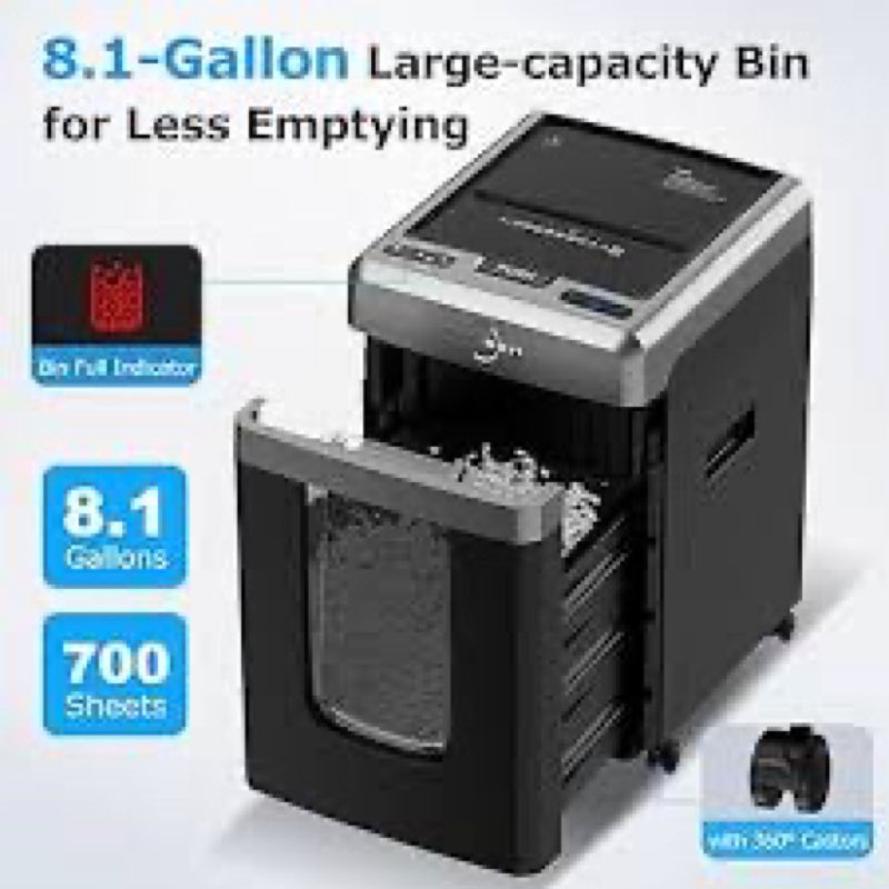 BONSEN 300-Sheet Auto Feed Paper Shredder, 60 Minutes Non-Stop Commercial Grade Heavy Duty Shredders
