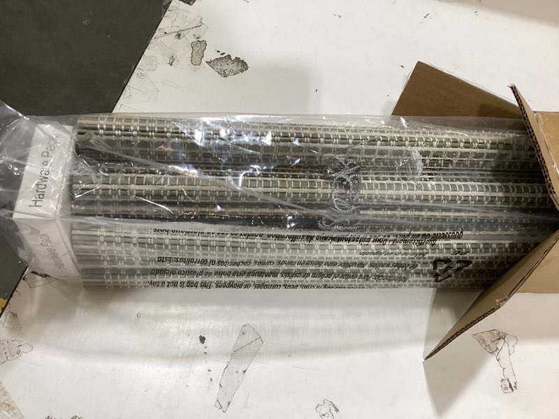 Condition photo showing New/Like New for lazblinds cordless bamboo roman shades for windows, light filtering natural bamboo blinds, easy lift cordless design for living room & bedroom, fits interior windows 29.5" w x 64" h, greystone greystone 29.5" w x 64" h