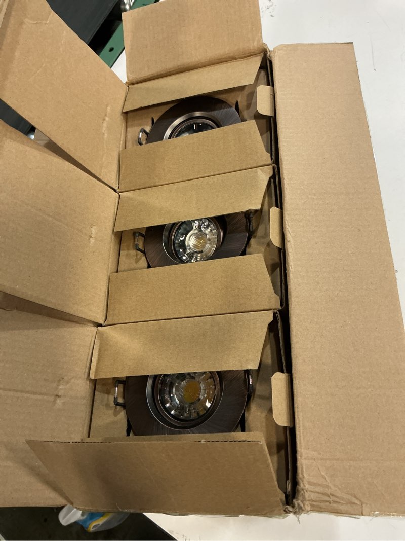 Condition photo showing New/Like New for Premium Canless Recessed Gimbal Downlight Rotatable-Spotlight 5 CCT 3 Inch Eyeball Ceilling Potlight, Dimmable Recessed Lights Fixture with Junction Box, 8W, Oil Rubbed Bronze, 6P 3 Inch Oil-Rubbed Bronze