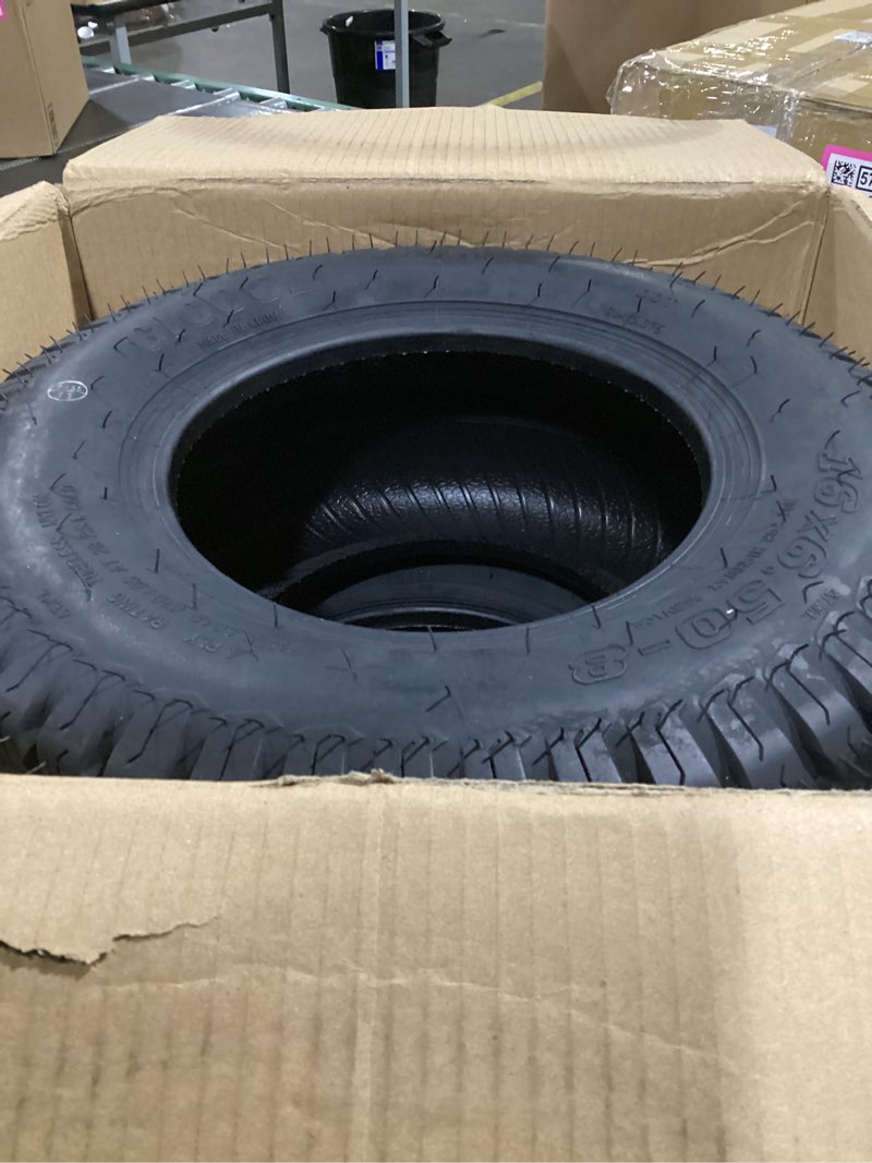 Condition photo showing New/Like New for (2 pack) 16 x 6.50-8 lawn mower tubeless tire, 16x6.5-8 for tractor riding lawnmowers, 4 ply, turf-s pattern