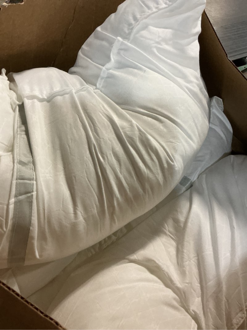 Condition photo showing As Is for bed pillows standard size set of 4, firm hotel pillows for sleeping, cooling pillows for side & back sleepers, down alternative filling, 20 x 26 inches standard 4