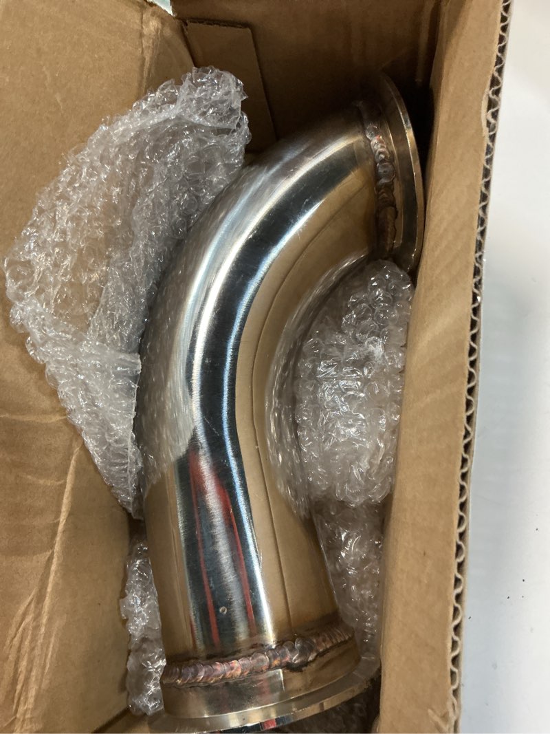 Condition photo showing New/Like New for 2.5" id v-band turbo stainless steel 90 degree exhaust elbow adapter piping flange 2.5'' id