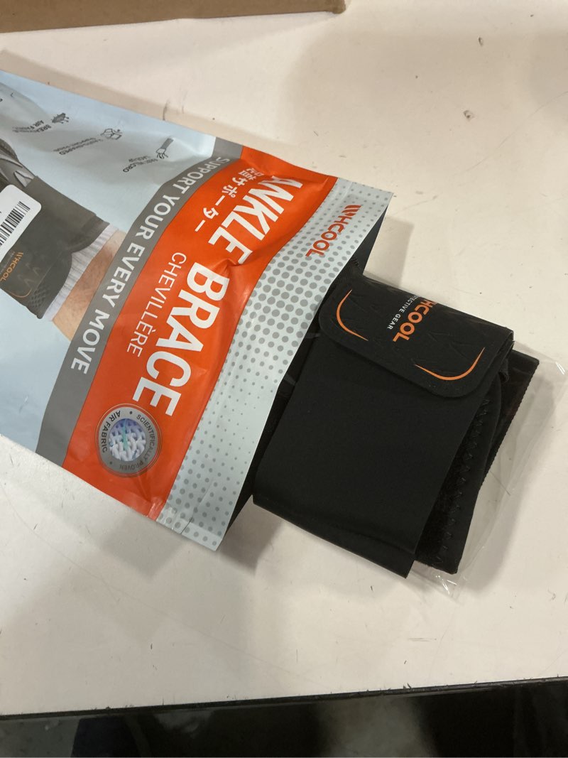 Condition photo showing New/Like New for whcool slim-fit ankle brace for sprained ankle, quick lace up ankle support for women men with 2 auto-shaped pads, air fabric cool ankle stabilizer for injury recover, running,sports, m(12”-13”) orange/black-m(ankle:30-33cm)