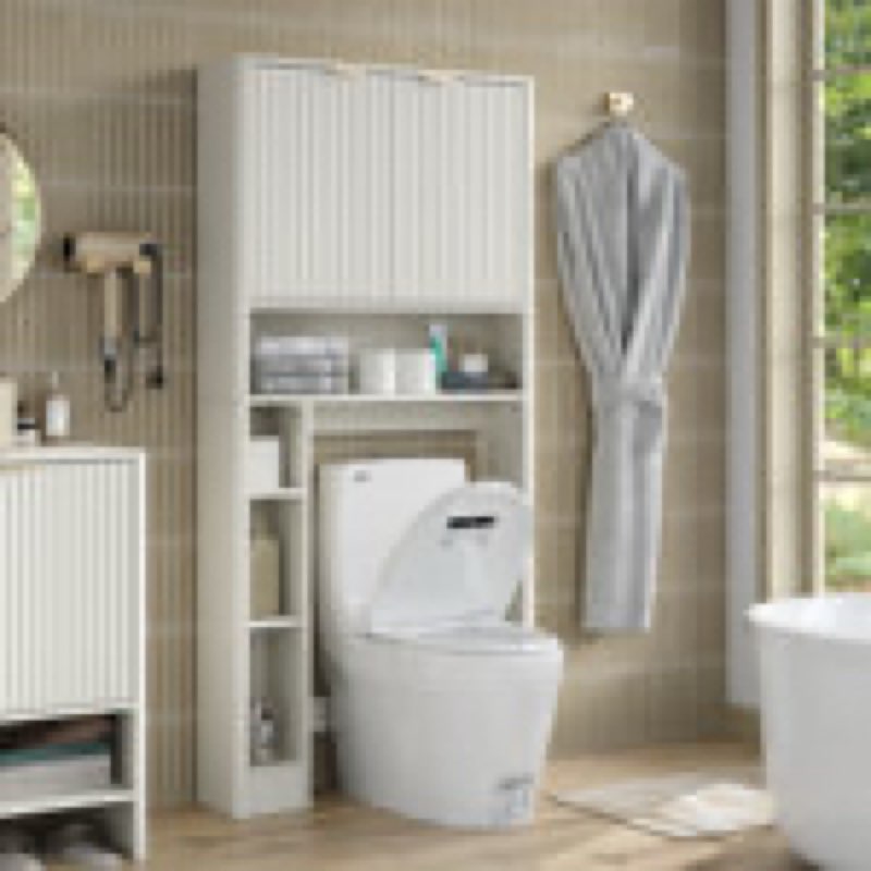 Andelija Freestanding Over The Toilet Storage,Bathroom Cabinet with Fluted Door and  Adjustable Shelve