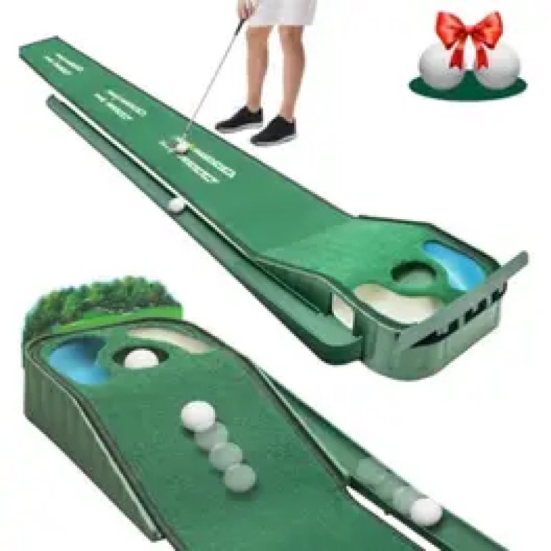 Putting Green Indoor - Golf Putting Mat with Realistic Green Speed,Dual Hazard Putting Mat, Ball Ret