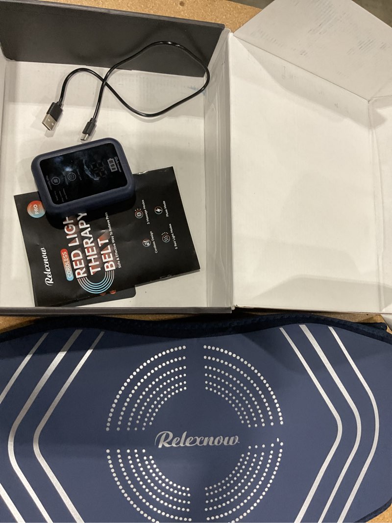 Condition photo showing New/Like New for red light therapy belt for body, cordless infrared light therapy wrap with vibration 660nm 850nm, heating light therapy wrap belt for back shoulder waist muscle black