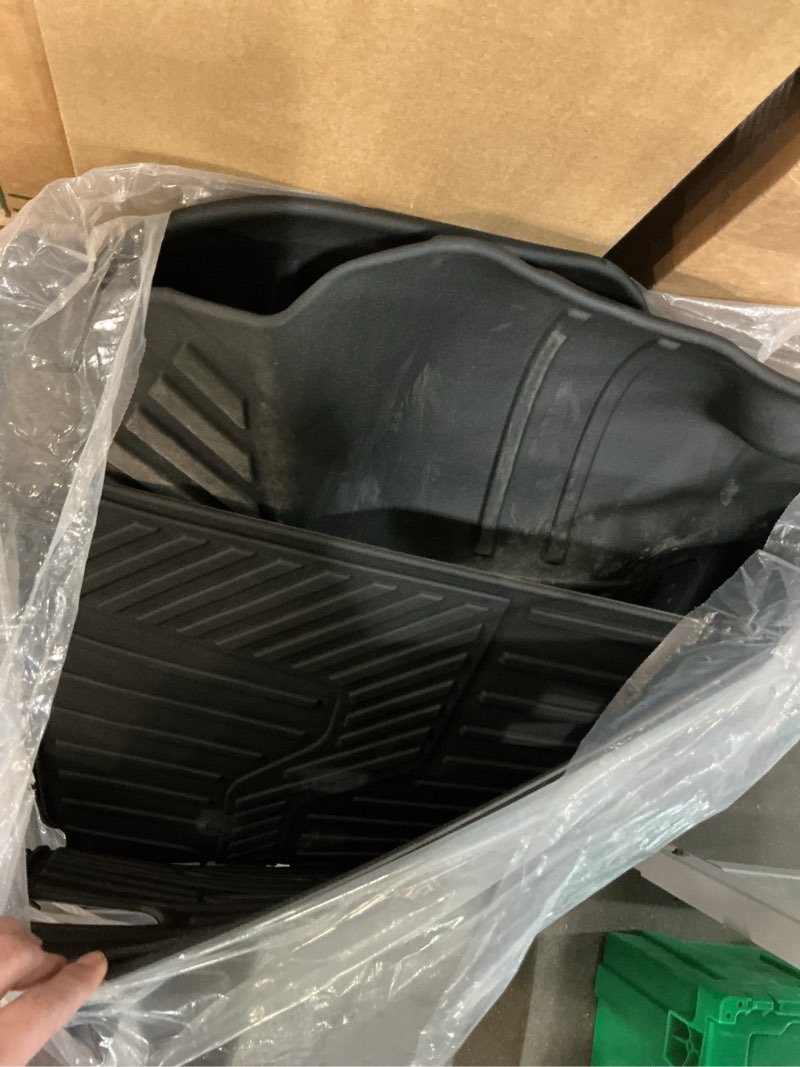 Condition photo showing As Is for (similar to stock photo) car pass rubber car mats, waterproof car floor mats all weather,car mat full set 3 piece, automotive floor mat trim to fit for cars sedans suvs trucks, heavy duty anti-slip easy clean, all black all black full set 3 piece