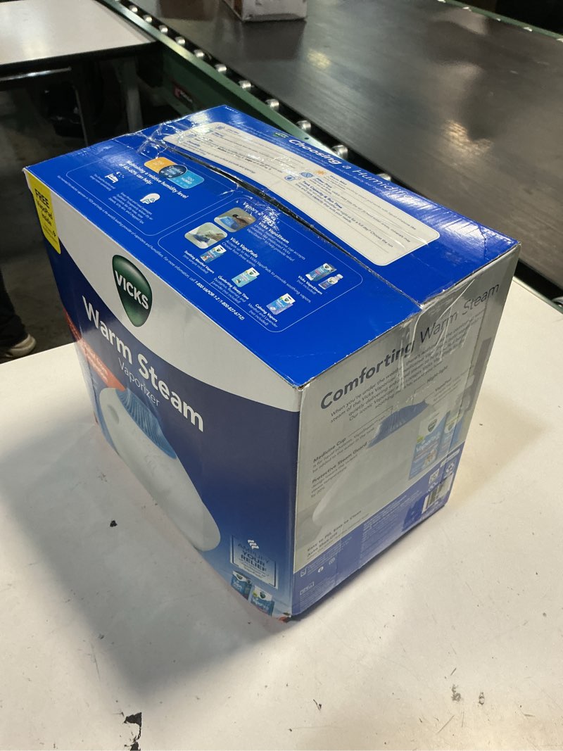 Condition photo showing New/Like New for vicks warm steam vaporizer, small to medium rooms, 1.5 gallon tank – warm mist humidifier for baby and kids rooms with night light, works with vicks vapopads and vaposteam