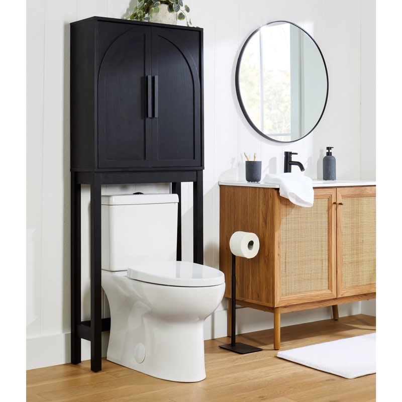 better homes & gardens juliet over-the-toilet space saver cabinet, 2 adjustable shelves, black