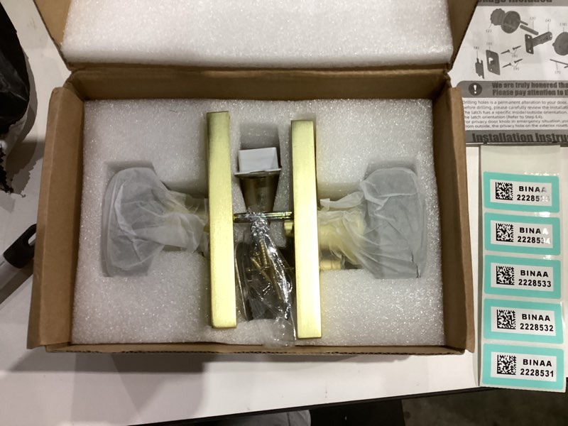 Condition photo showing New/Like New for Glass Door Knobs Interior with Lock, Crystal Gold Door Knobs Privacy Door Knob for Bedroom and Bathroom Satin Brass Privacy Satin Brass