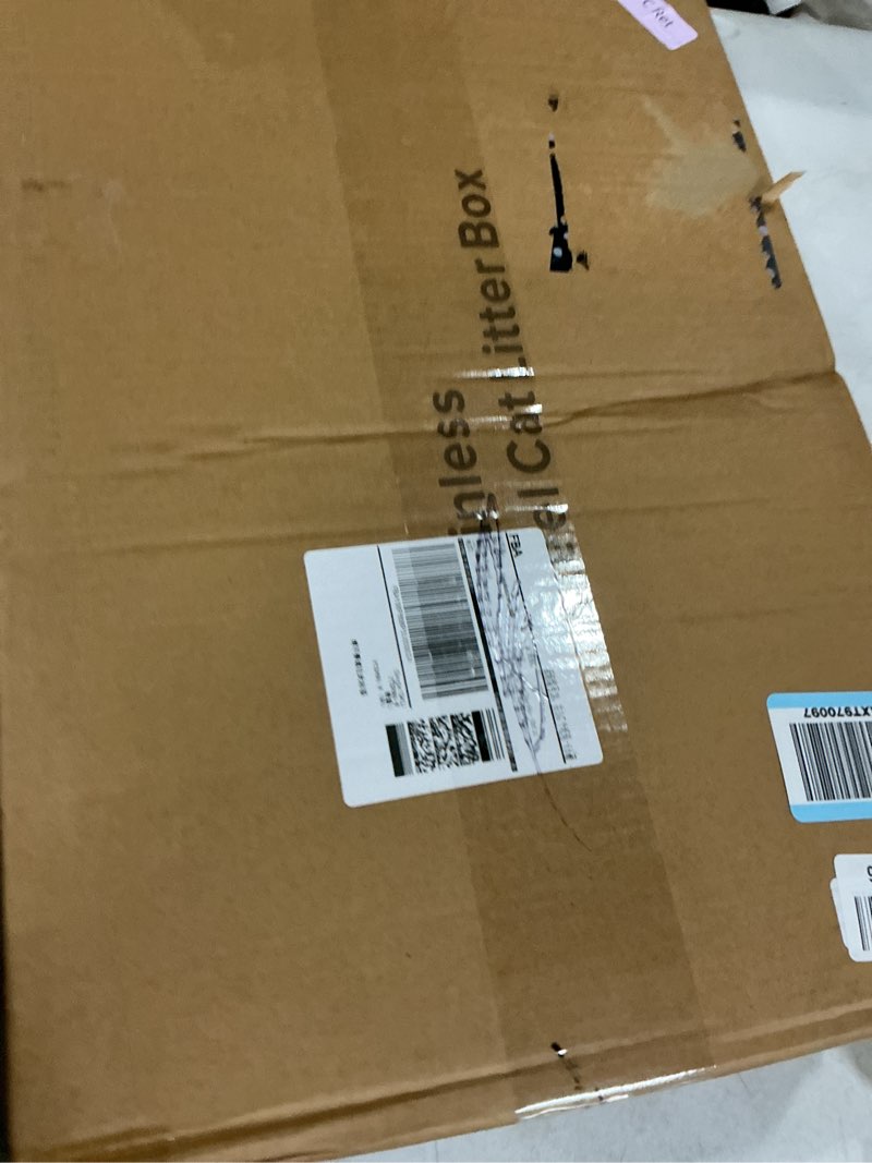 Condition photo showing New/Like New for stainless steel litter box | xl enclosed cat litter boxes with lid for big cats | high sided, anti-urine leakage | non-stick bottom & includes litter mat & metal scoop