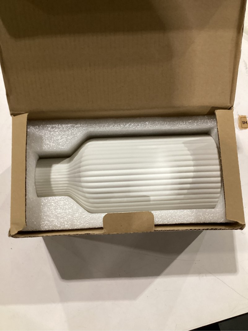 Condition photo showing New/Like New for white ceramic flower vase, minimalist modern home decor, matte finish pampas grass vase for table, fireplace, shelf, mantel, entryway and centerpieces white 8in