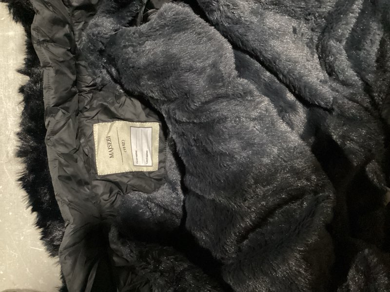 Condition photo showing As Is for girls winter jacket long puffer coat with removable hood?kid's warm insulated parka for cold weather, full zip black 11-12