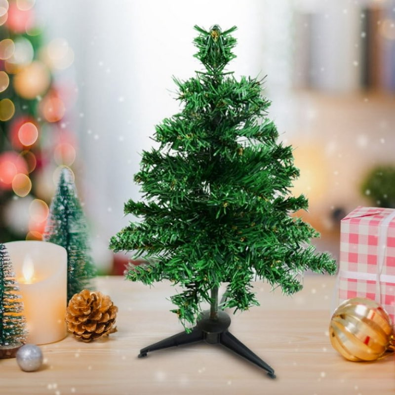 mini christmas tree, artificial christmas pine tree fake xmas trees holiday decoration with stand easy assembly for indoor decor  
