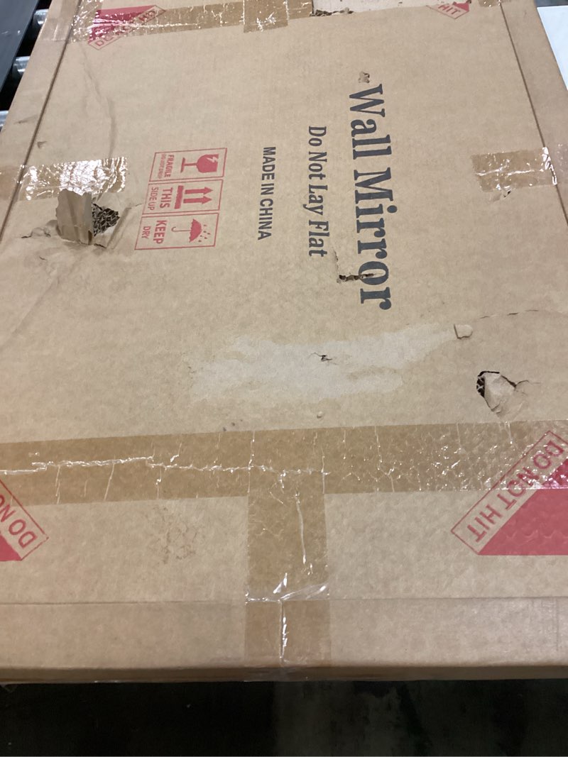 Condition photo showing New/Like New for White Wood Mirror for Bathroom,Rectangle Rustic 24 x 36 inch Vanity Mirror for Wall,Wooden Wall-Mounted Hanging Mirror for Entryway,Bedroom or Living Room 36"L x 24"W White