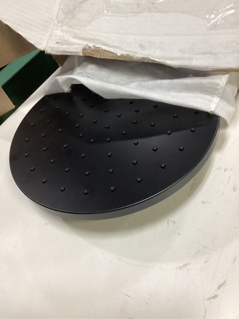 Condition photo showing As Is for delta modern 14 series round rain shower faucet set, matte black shower head and handle set, valve trim kit, matte black t14269-bl-pp (valve not included) matte black rain shower head