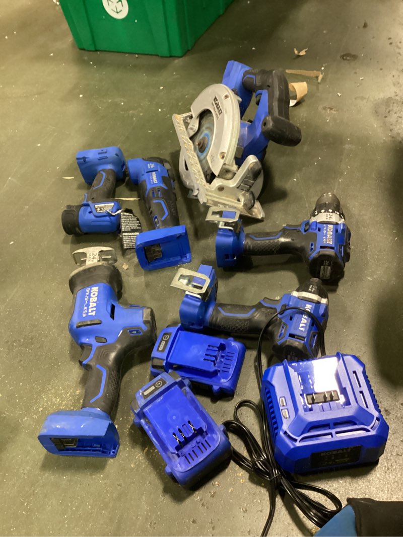 Condition photo showing As Is for (Incomplete)Kobalt KDD 524B-03 6-Tool Combo Kit – Used, Brushless