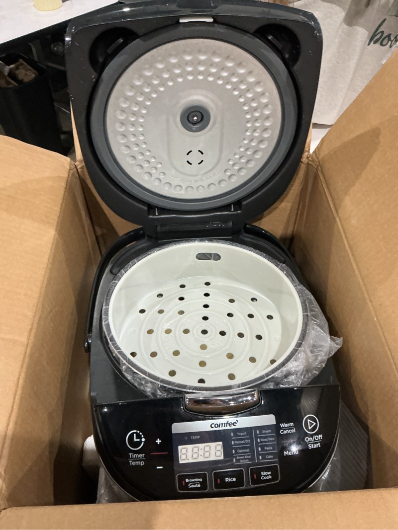 Condition photo showing Good Condition for comfee' rice cooker, japanese large rice cooker with fuzzy logic technology, 11 presets, 10 cup uncooked/20 cup cooked, auto keep warm, 24-hr delay timer 10 cups_unspecified
