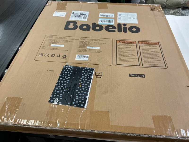 Condition photo showing New/Like New for babelio baby gate for stairs, kitchen & doorways, no bottom bar| one-handed operation| auto-close| hardware mount (drill needed) safety dog/pet gate (black - b17, 26-43" w, 28" h)