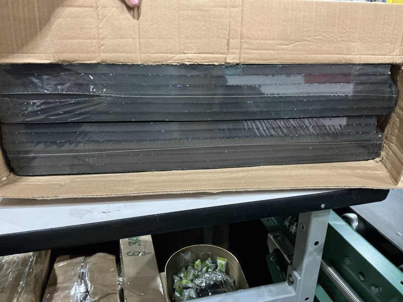 Condition photo showing New/Like New for AIRHOP 0.56in Thick 48 Sq Ft Exercise Equipment Mats, 12 Tiles Upgraded Rubber Top with High Density EVA Foam, Large Interlocking Puzzle Gym Flooring for Home Gym, Heavy Weight Workout,Black & Blue Black/Blue 48 Sq Ft (12 Tiles)