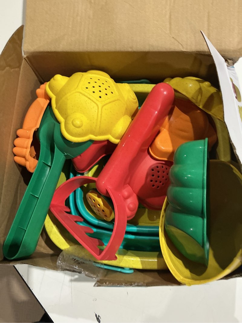 Condition photo showing Good Condition for sawaruita beach toys for kids - sand toys set includes collapsible sand bucket shovel and sand rake toy for beach 12 pcs, sandbox toys sandcastle building kit (a) baby beach toys