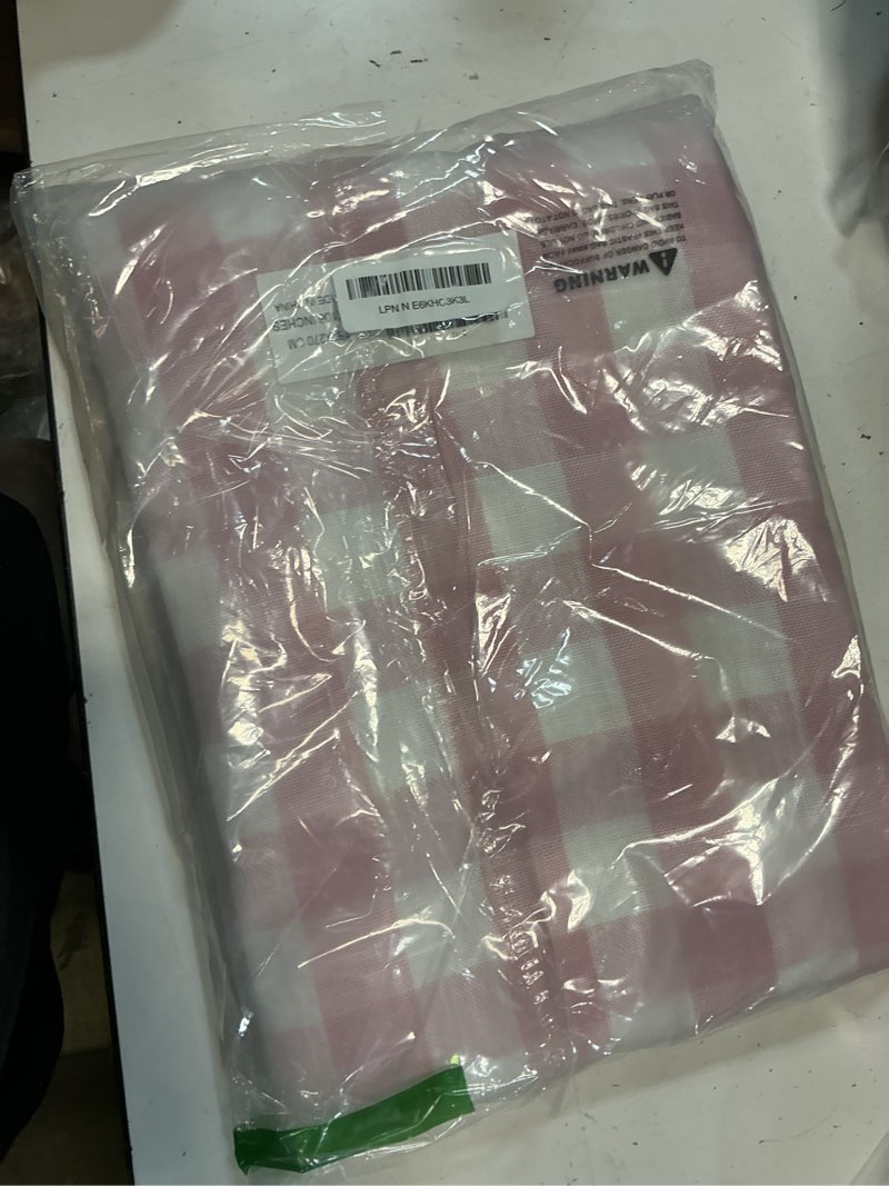 Condition photo showing Good Condition for valentines gingham tablecloth rectangle table, cotton linen fabric picnic checkered table cloth farmhouse washable wrinkle free buffalo plaid table cover for outdoor birthday party, pink 60x106 pink 60" x 106" (rectangular)