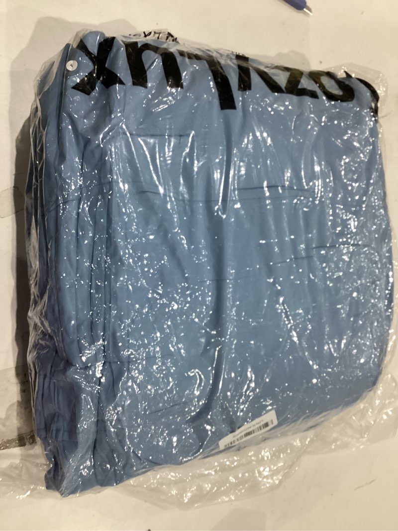 Condition photo showing Good Condition for CozyLux Full Size Comforter Set Grayish Blue, 7 Pieces Soft Pinch Pleat Bed in a Bag Full Comforter Set with Sheets, Boho Bed Set with Down Alternative Comforter, Sheets, Pillowcases & Shams Grayish Blue Full