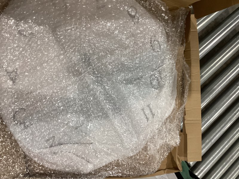 Condition photo showing Good Condition for Plumeet Extra Large Wall Clock, 16'' Frameless Wooden Wall Clocks with Silent Quartz Movement, Rustic Coastal Country Village Clocks Decorative for Kitchen Bedroom Living Room 16'' Light Blue