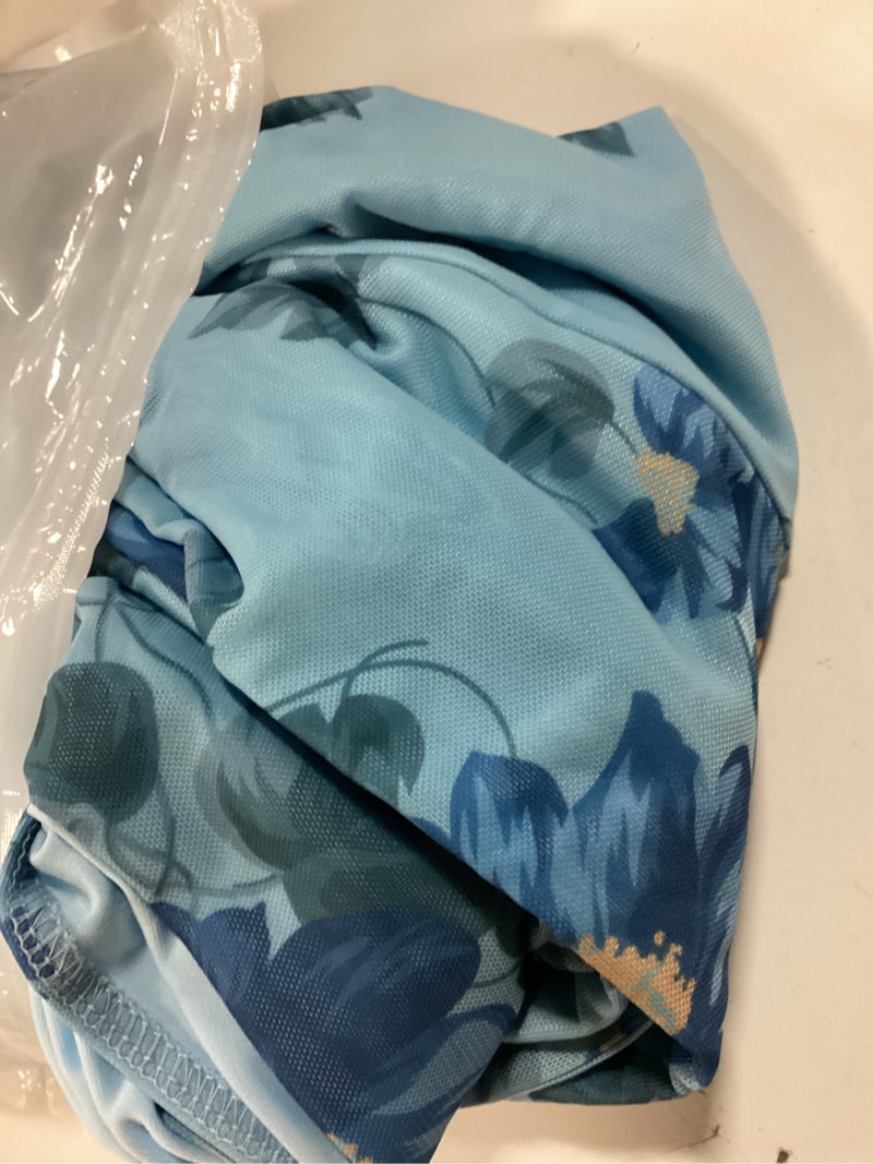 Condition photo showing Good Condition for xinfsh women's floral halter formal wedding guest maxi bodycon dress | stretch mesh fabric, high slit, elegant long dresses, halter tie, cocktail party, prom, bridal shower 2026 medium bluefloral