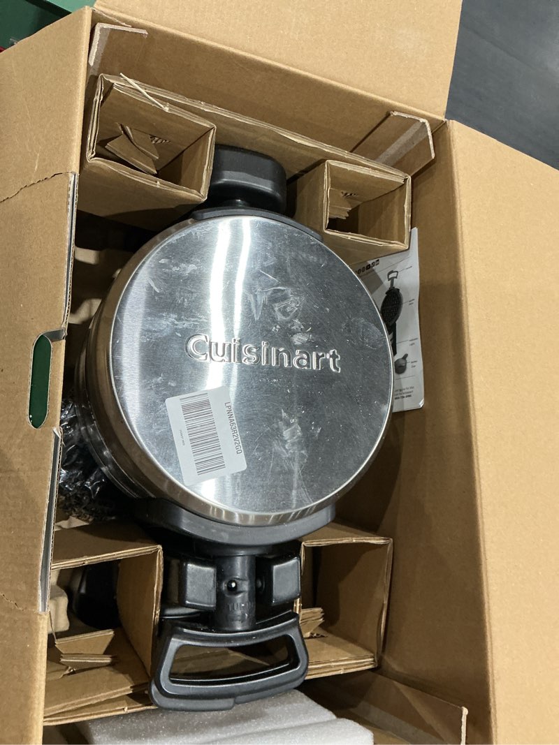 Condition photo showing As Is for cuisinart double flip belgian waffle maker, waf-f40nas, stainless steel, grey and black new double flip