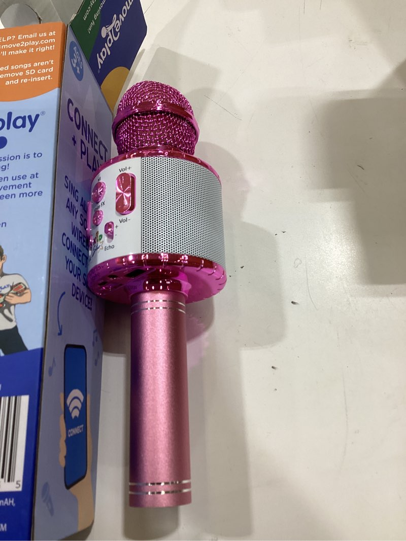 Condition photo showing Good Condition for move2play, kids star karaoke | kids microphone | includes bluetooth & 15 pre-loaded nursery rhymes | birthday gift for girls, boys & toddlers | girls toy ages 2, 3, 4-5, 6+ years old