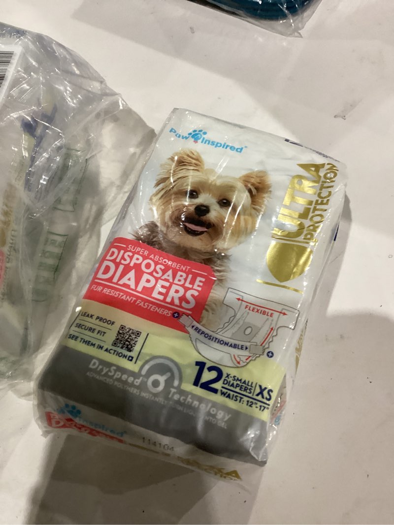 Condition photo showing As Is for Paw Inspired Disposable Dog Diapers | Female Dog Diapers Ultra Protection | Diapers for Dogs in Heat, Excitable Urination, or Incontinence (12&144 Count) (X-Small (12 Count))