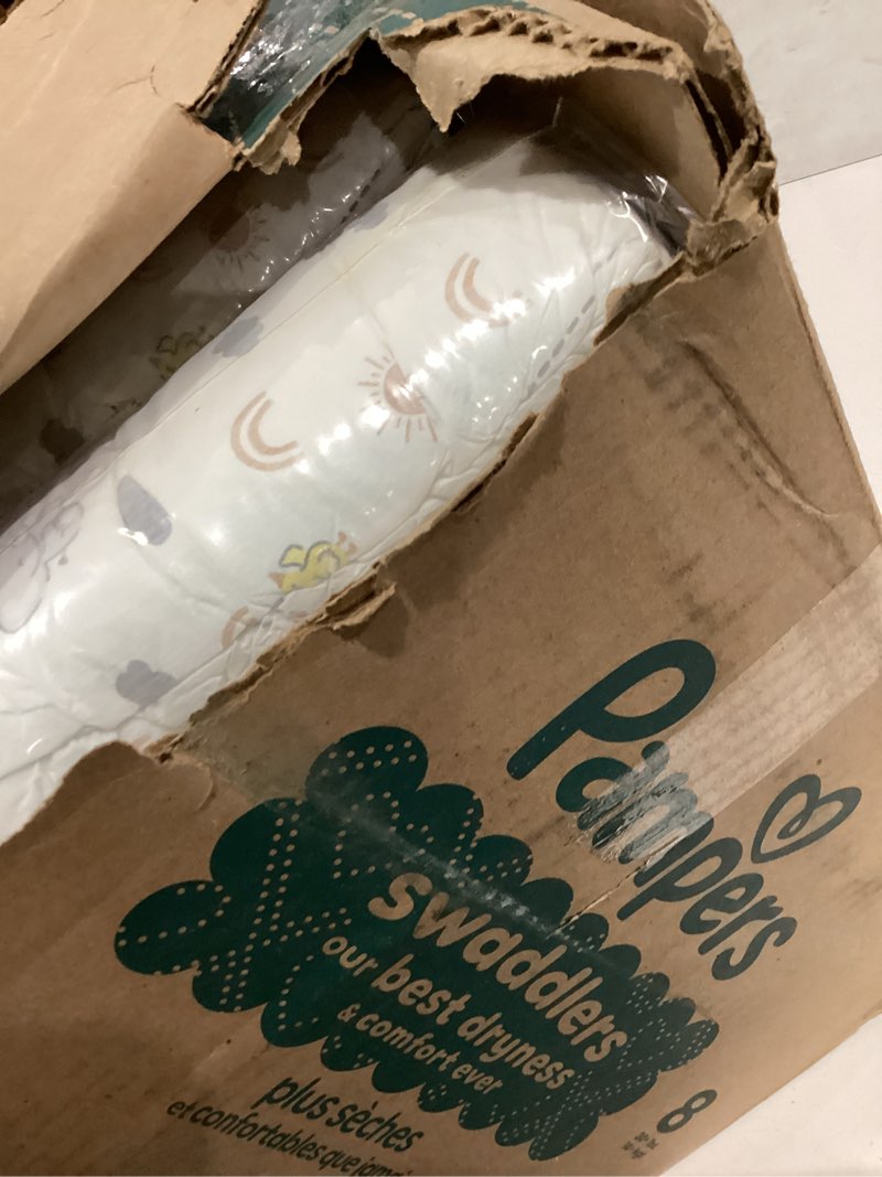 Condition photo showing New/Like New for pampers swaddlers diapers, size 8 (30+ lbs), 76 count, absorbent, keeps baby dry and comfortable, skin safe disposable baby diaper (packaging may vary) size 8 76
