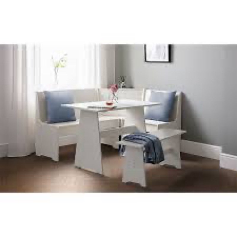 (Incomplete only box 2 of 2)  5 Seater Corner Dining Set with Storage Surf White 