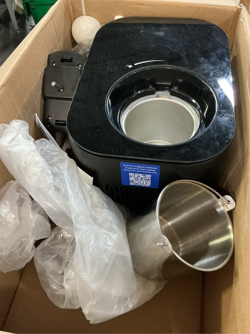 Condition photo showing Good Condition for iceman by chefman ice cream maker, no pre-freezing with built-in compressor, makes ice cream, froyo, sorbet, sherbet, italian ice, frozen yogurt, digital display w/ 3 presets, 2 pint inserts included