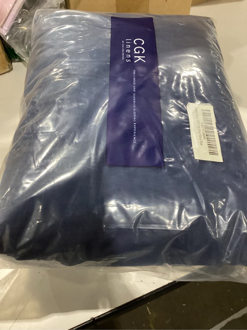 Condition photo showing New/Like New for extra deep cal king sheet set - 6 piece breathable and cooling sheets - hotel luxury bedding for women, men, kids & teens - easy & secure fit - soft and wrinkle free - extra deep pockets - navy blue 18 - navy blue california king