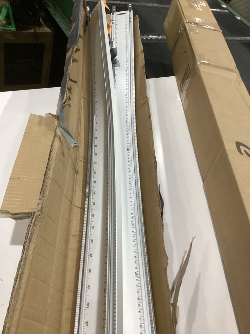 Condition photo showing As Is for bora ngx circular saw guide straight edge clamping saw guide 8ft rail track system with quick release connector | for cutting sheet goods, plywood or osb with skill saw router or jigsaw 546100, bent