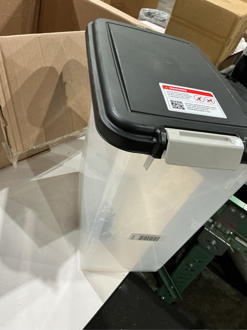 Condition photo showing Good Condition for pet food storage container  ~ 30 lb capacity - bpa-free clear plastic