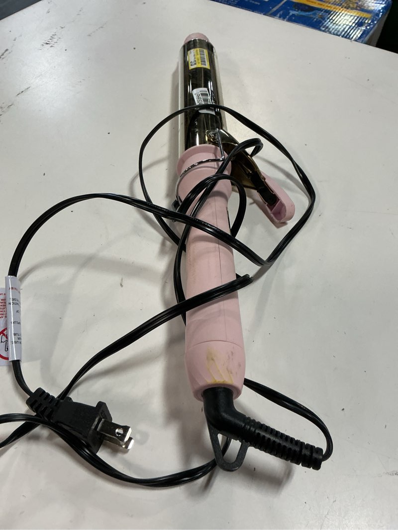 Condition photo showing As Is for paris hilton - curling iron, temperature control & lcd display, professional hair styler for smooth, defined curls (pink)