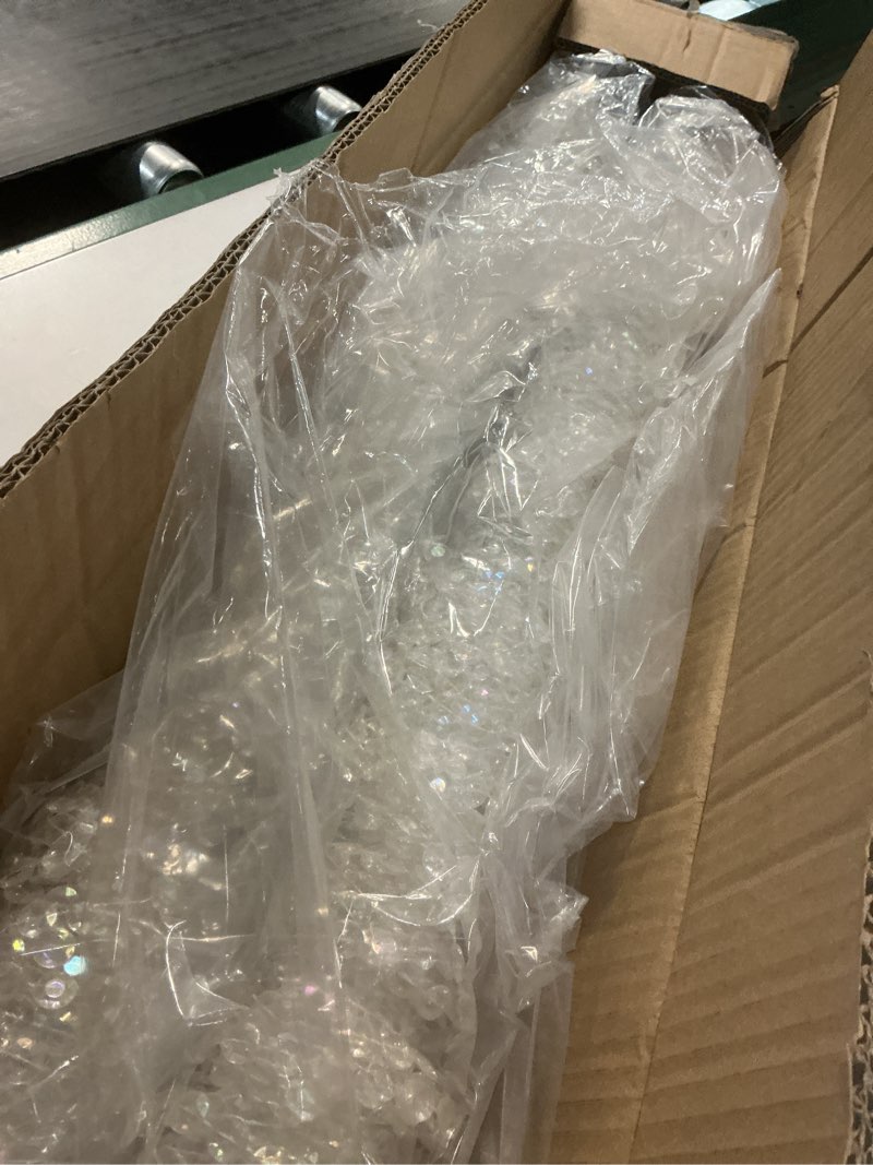 Condition photo showing New/Like New for Boshen 2Panels Crystal Beaded Curtain 3FTx6.5FT Door Beads 36 Strands Clear Acrylic Beads Hanging Room Divider Crystal Iridescent Diamond Cut Curtain Doorway Curtain for Party Decor Crystal Iridescent-36 Strands (1pack)