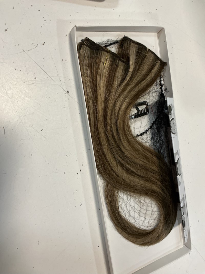 Condition photo showing Good Condition for benehair 6 pcs clip in short hair extensions 100% real human hair seamless & invisible for women instant volume highlight length for daily use 12" medium brown&dark blonde 12 inch medium brown&dark blonde