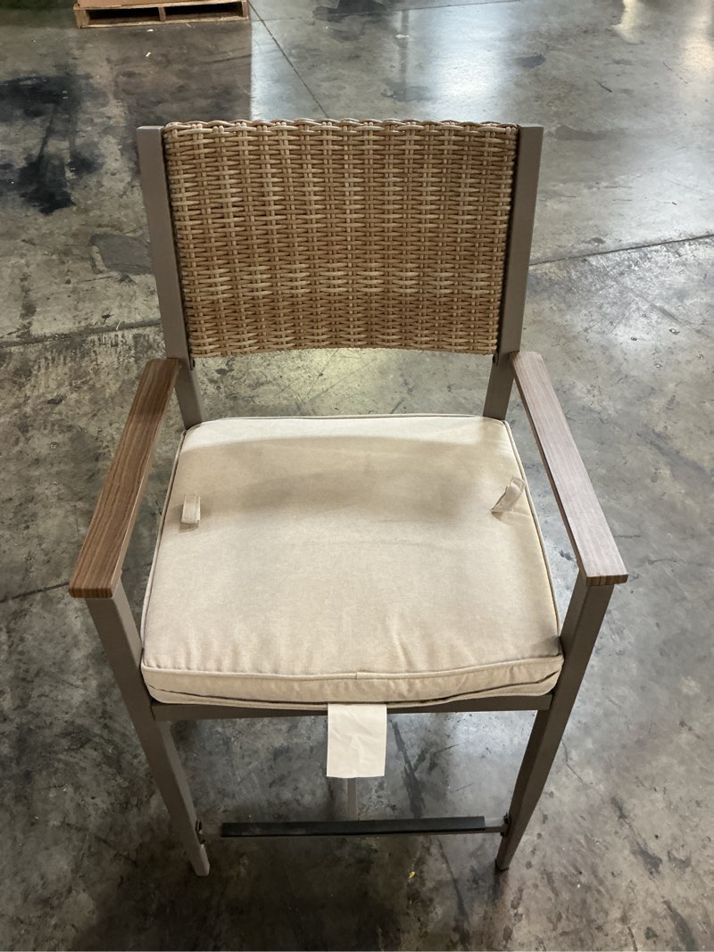 Condition photo showing Good Condition for allen + roth dorsey wicker gray steel frame stationary counter-height chair 