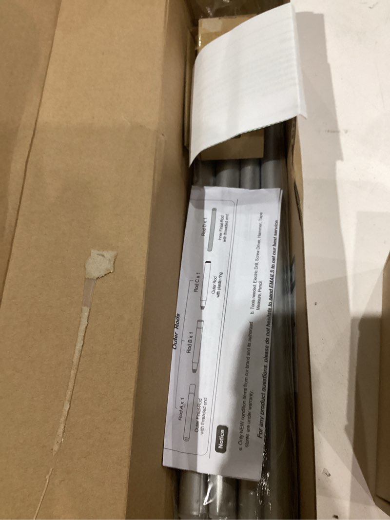 Condition photo showing As Is for TONIAL Curtain Rods 32 to 58 Inch(2.6 to 4.8 ft), Telescoping Splicing 3/4 Single Rods for Windows 20 to 53 Inch(1.7 to 4.4 ft) Decorative Drapery Rod with Translucent Diamond Finial, Silver Silver 32-58"