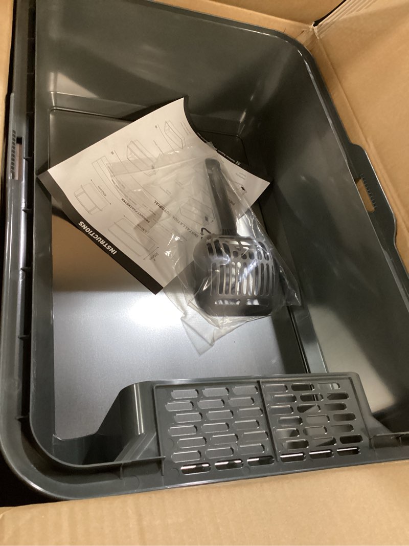 Condition photo showing Good Condition for enclosed stainless steel cat litter box with lid, xl extra large litter box for big cats, metal litter pan high sided, never absorbs odors, anti-urine leakage, easy cleaning, include scoop 5 - dark gray (pack of 1)